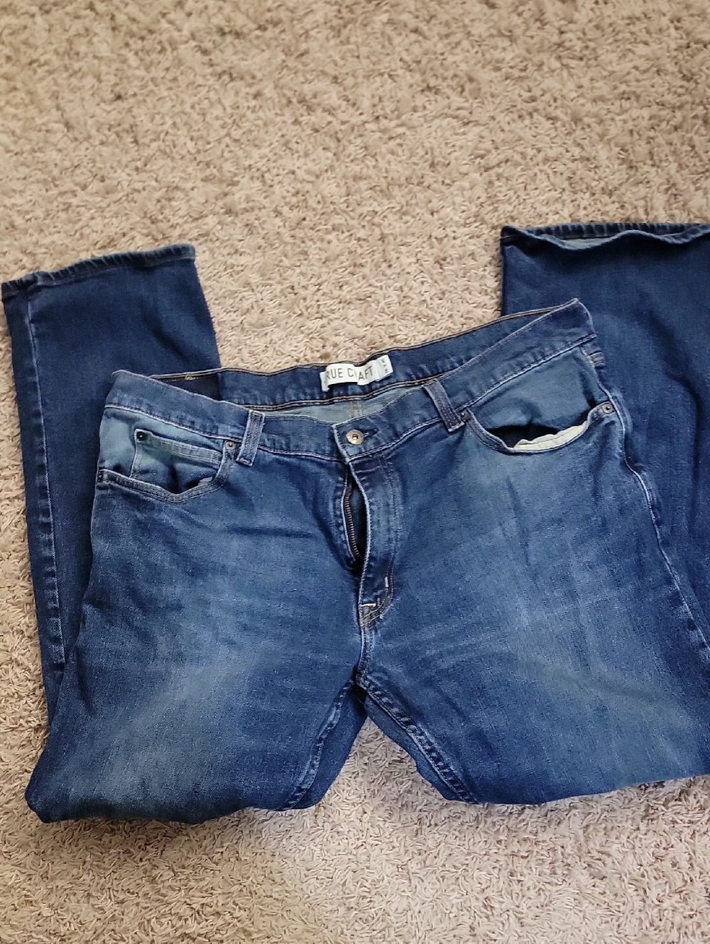 True Craft Medium Blue Denim Jeans with Contrast Stitching